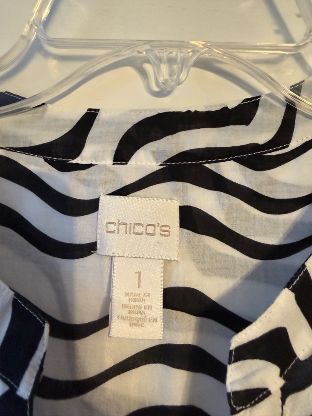 Chico's Black and White Wavy Paisley Embroidered Tunic - Picture 3 of 3